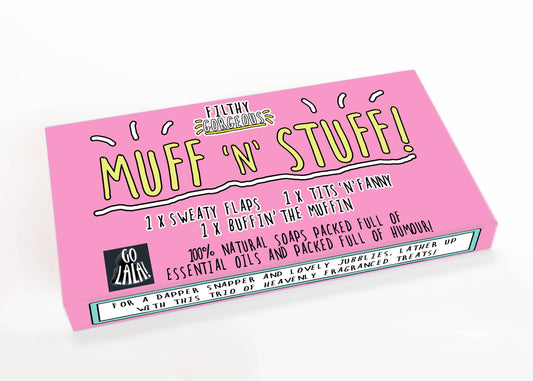Muff 'n' Stuff Gift Set of 3 Funny Soaps Award Winning