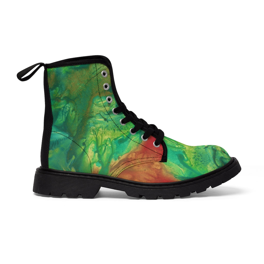 Women's Canvas Boots-green faerie Printify
