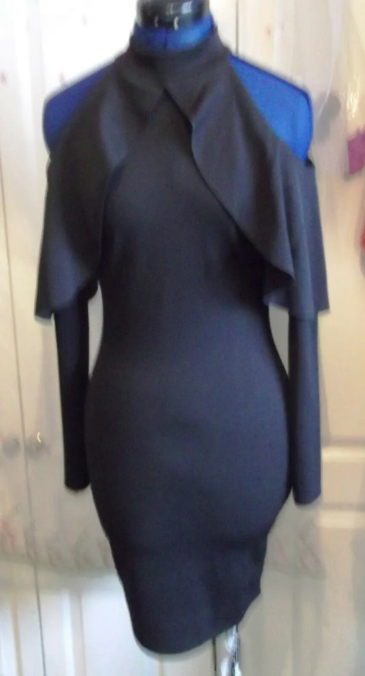 black Boohoo dress 10 new with tags.cut-out shoulder, mandarin collar.stunning Boohoo
