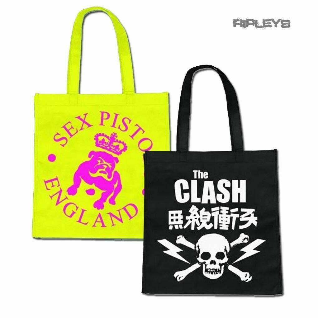 punk OFFICIAL BAND Punk Pistols/ Clash ECO Tote Shopping Bags Wonkey Donkey Bazaar