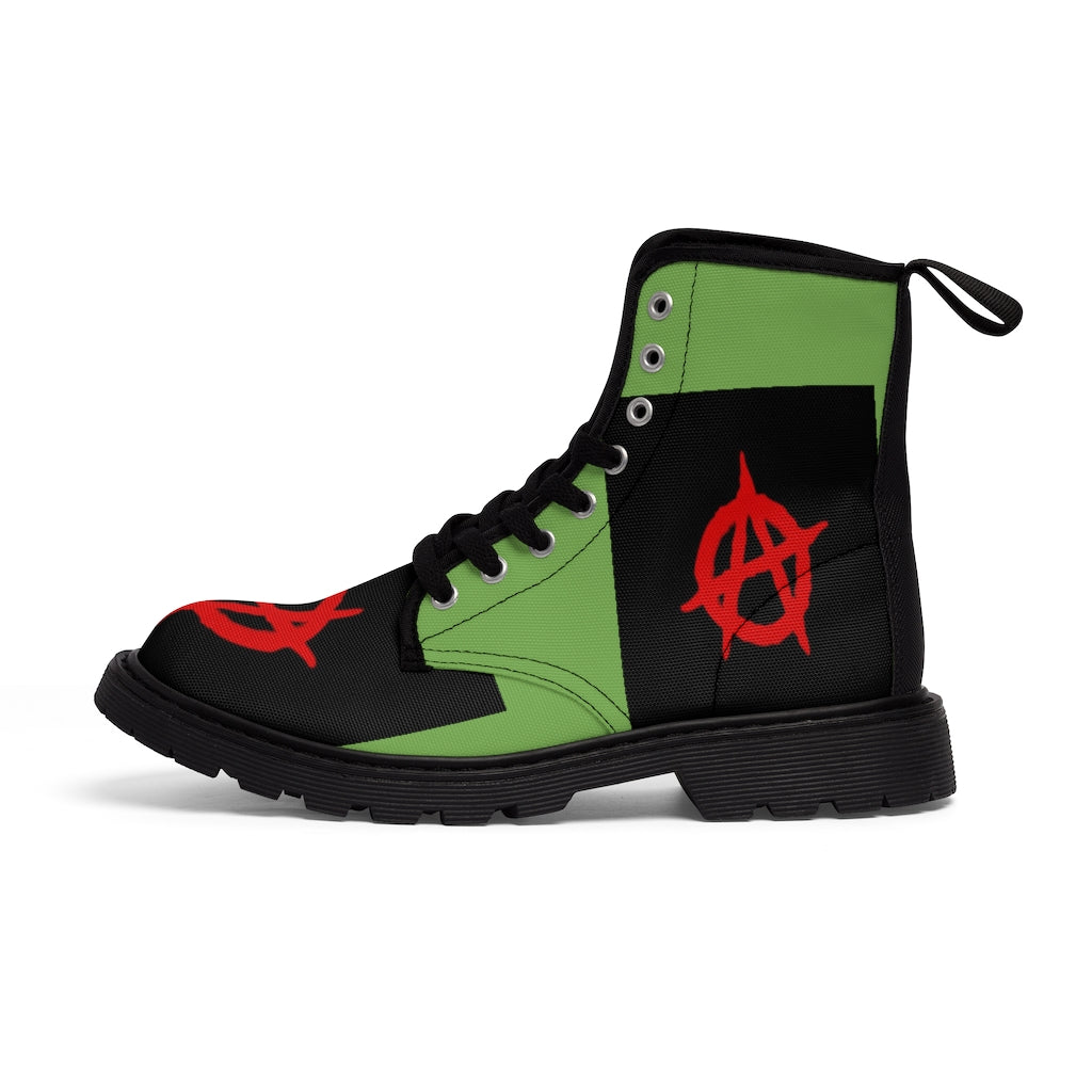 Men's Canvas Boots-green anarchy Printify