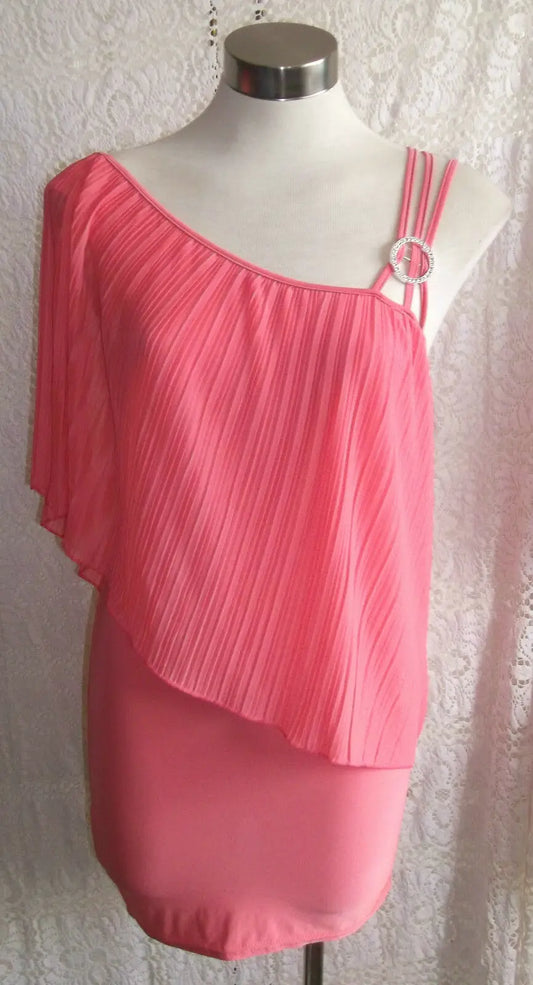fab size12 salmon pink,off-shoulder/strappy dress&diamante fastening Catch Mee label