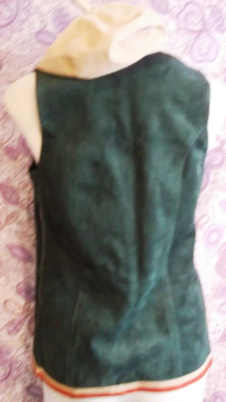 funky Steampunk/TrueVintage green suede-contrasting edging Waistcoat-Size 36". Unbranded