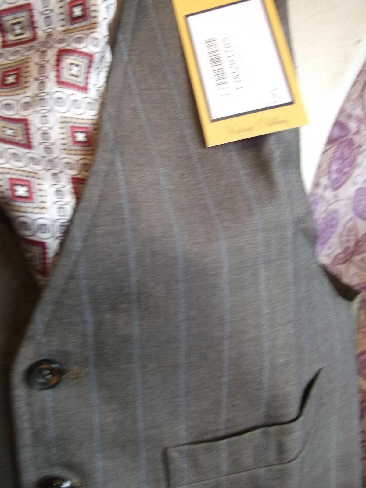 funky Steampunk/TrueVintage mens/unisex grey pinstripe Waistcoat-Size 38"LINED. Unbranded