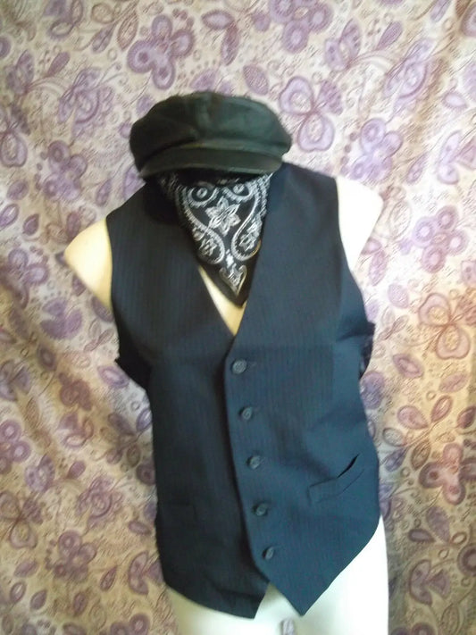 funky Steampunk/TrueVintage mens/unisex navy pinstripe Waistcoat Size36" Unbranded