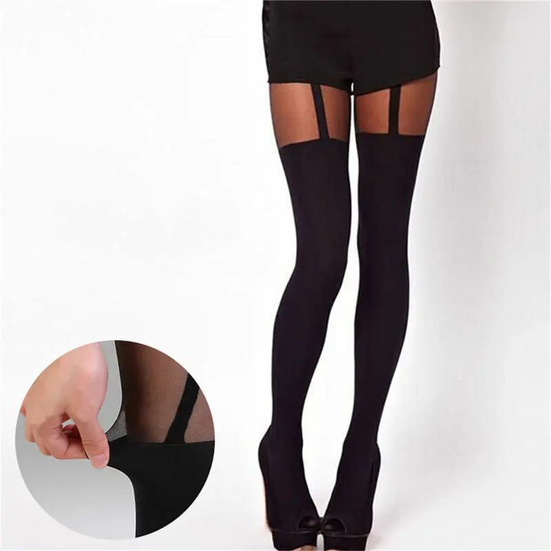 funky Women Girls Temptation Sheer Mock Suspender Tights Pantyhose Stocking BE Unbranded/Generic