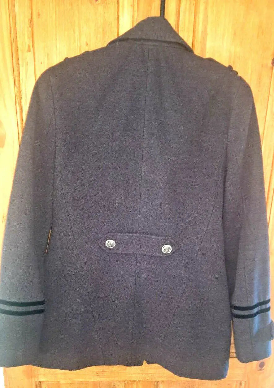 funky/punk/steampunk grey River Island grey military style coat, size 10. River Island
