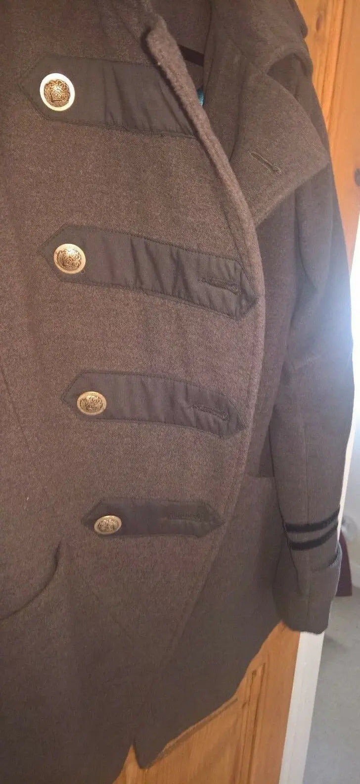 funky/punk/steampunk grey River Island grey military style coat, size 10. River Island