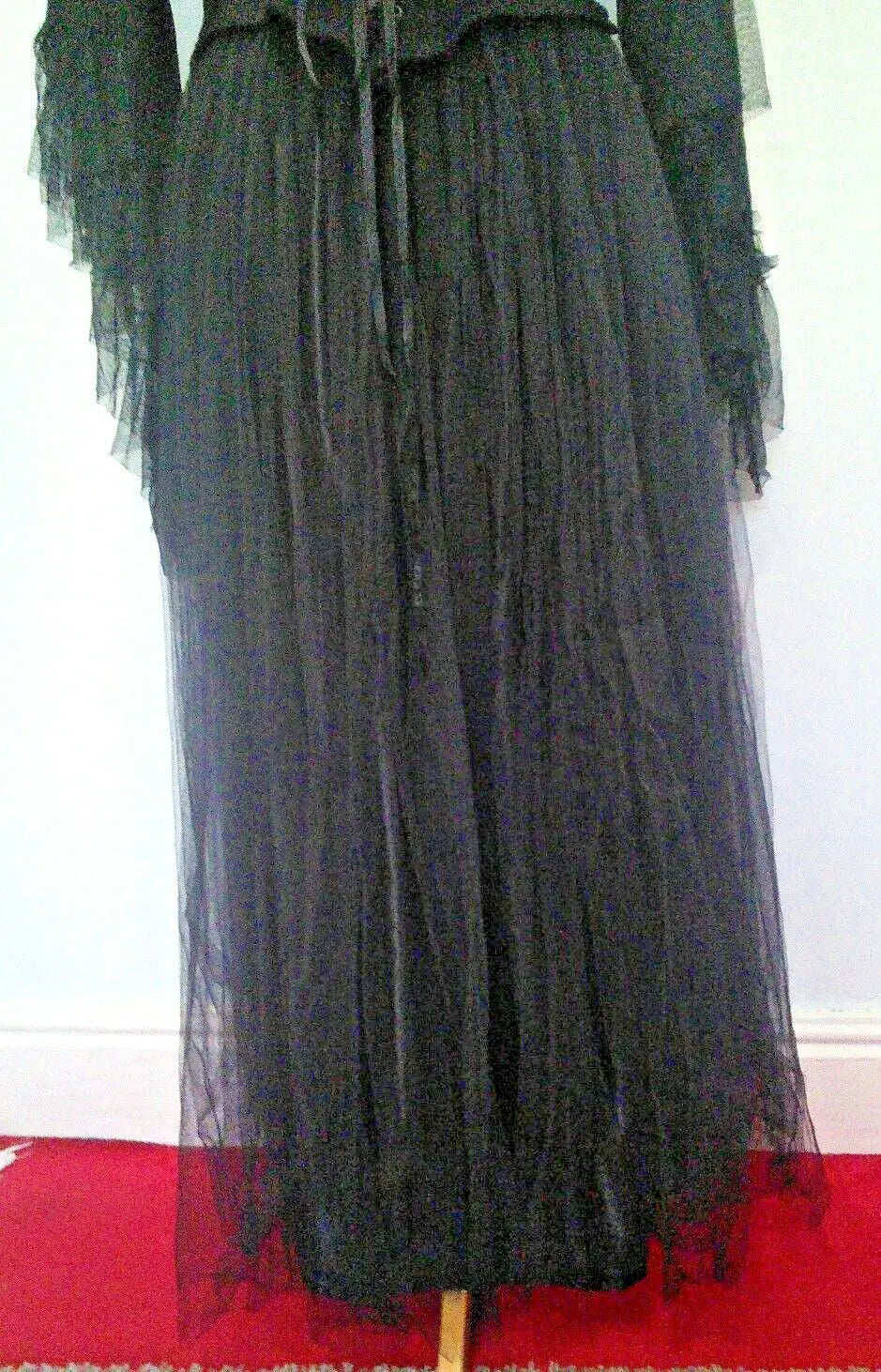gORGEOUS Goth/Victorian/Steampunk BLACK LACY, FULL LENGTH Skirt, LINED.26"WAIST The Dark Angel