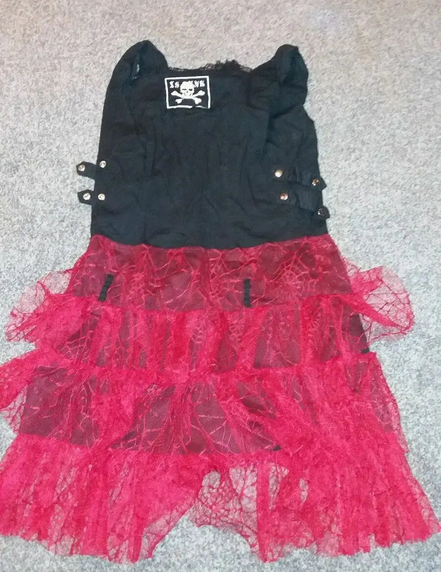 gothic/punk Alternative Xs punk dress. Black with red netting size large xs punk
