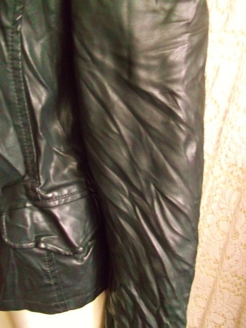 STEAM/PUNK Ladies faux leather military style crinkle effect jacket size 14/XL Wonkey Donkey Bazaar