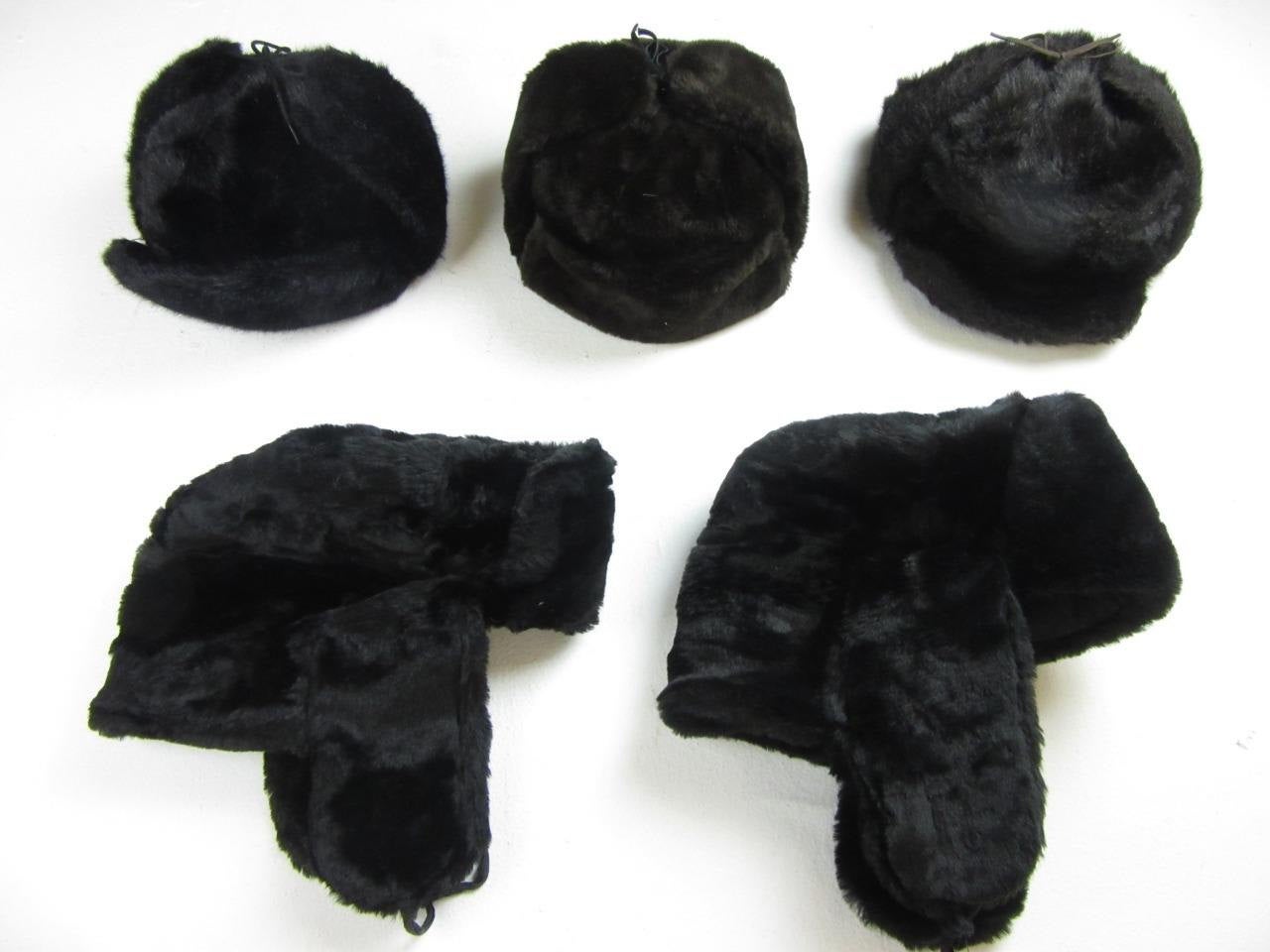 Unisex true Vintage black Ushanka/Cossack/Trapper hats-thick faux fur. 3 SIZES available-59"/60"/61" Wonkey Donkey Bazaar