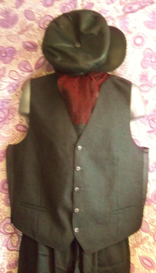 True Vintage-grey wool pinstripe mens Steampunk/Avant guarde waistcoat-chest 46" Wonkey Donkey Bazaar