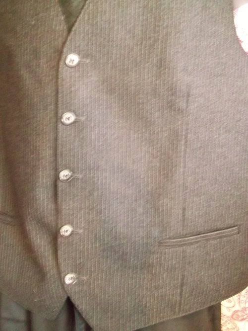 True Vintage-grey wool pinstripe mens Steampunk/Avant guarde waistcoat-chest 46" Wonkey Donkey Bazaar
