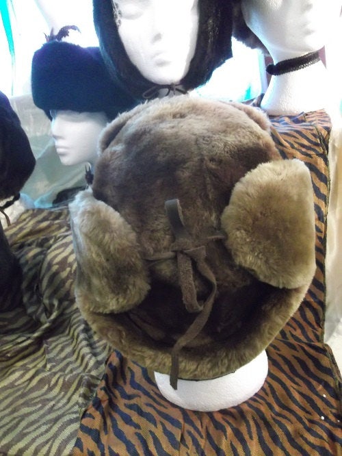 Unisex Vintage golden brown Ushanka/Cossack/Trapper hats-faux fur.58"available Wonkey Donkey Bazaar