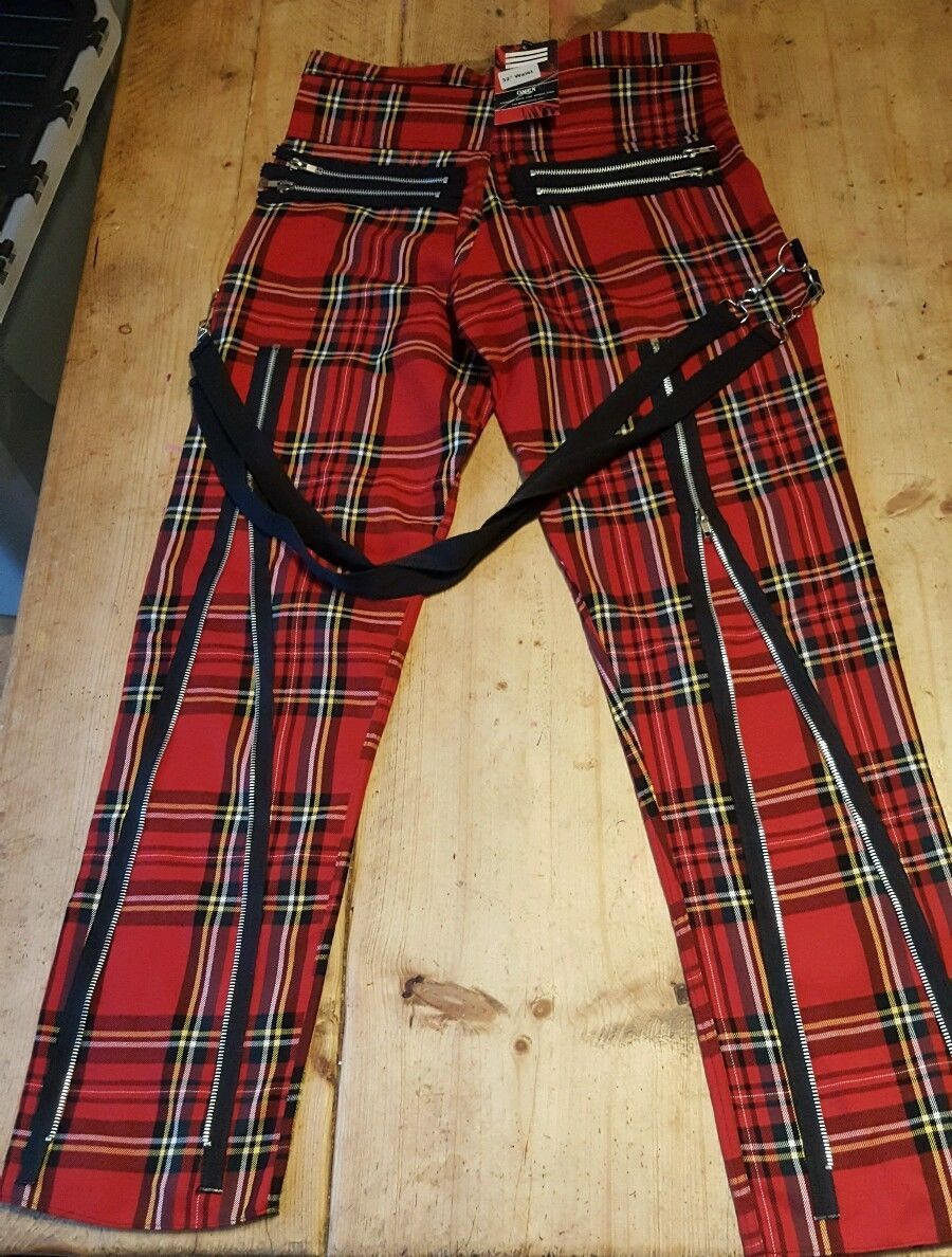 Vintage PUNK Tartan trousers bondade punk rock alternative cyber goth size 32 waist Wonkey Donkey Bazaar