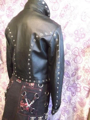 gorgeously Funky Ladies Milan Real Leather Black Jacket & Eyelet Detail Size12 Wonkey Donkey Bazaar