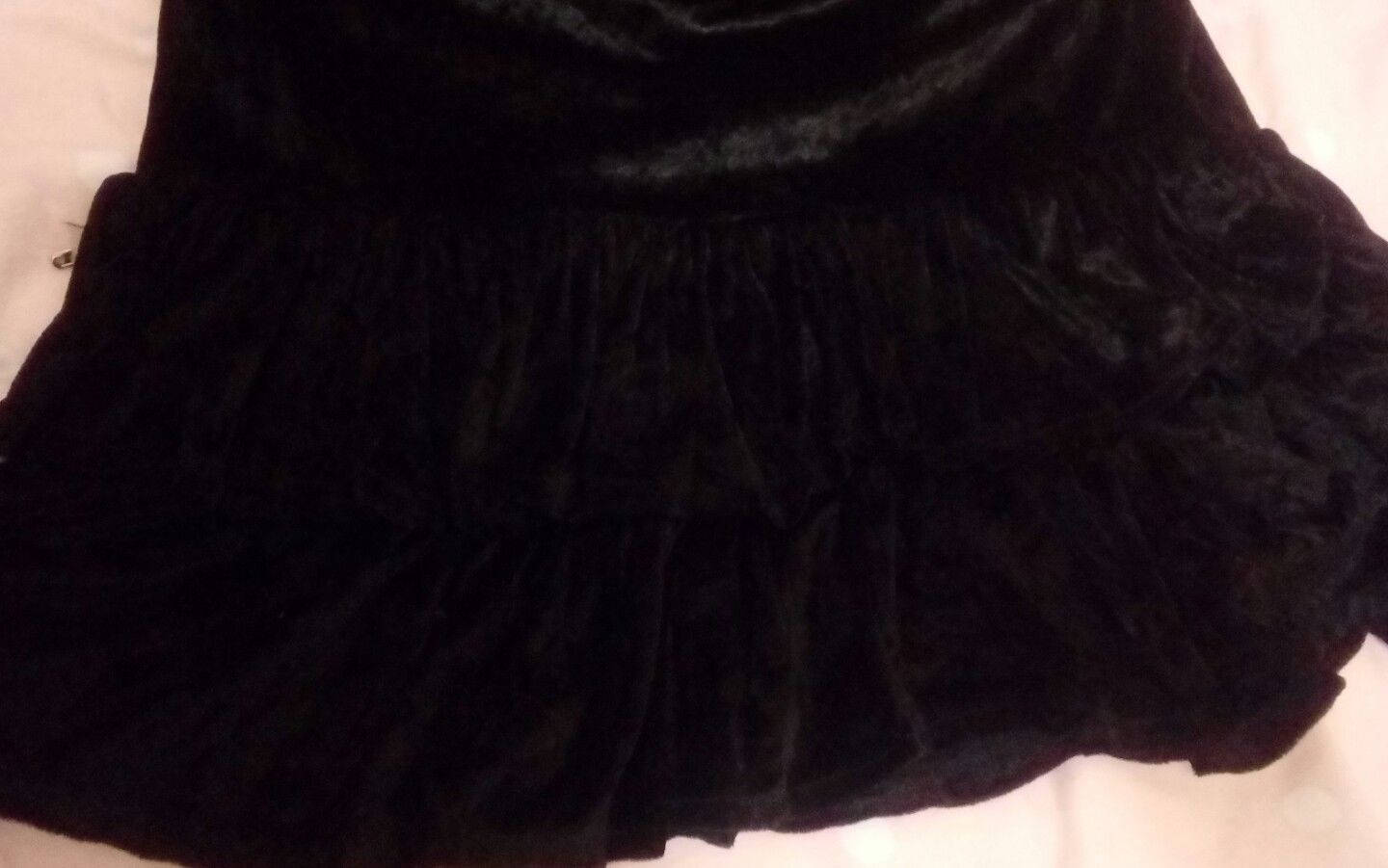 Stunning VIntageDesigner Mary Quant black velvet ruffle hem, knee length dress. Size10 Wonkey Donkey Bazaar