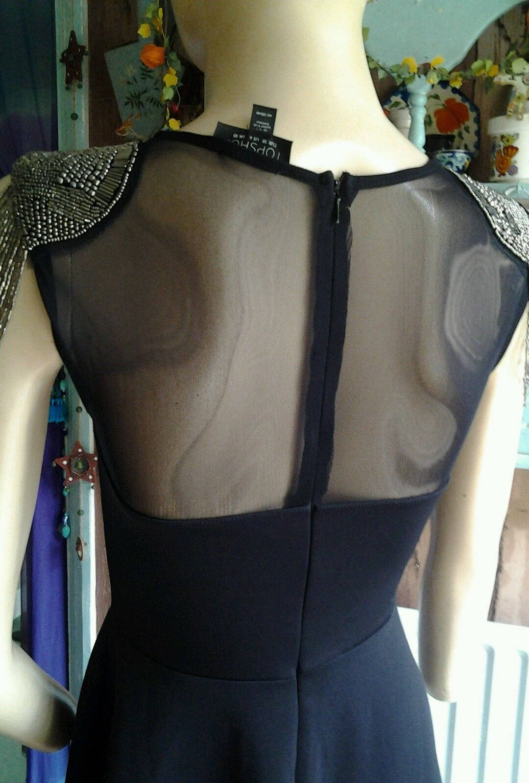 Unusual Gothic/Punk black steampunk tea dress top shop with tassle shoulders,size 10 Wonkey Donkey Bazaar
