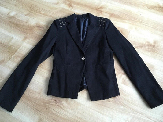 ITALIAN Ladies Skull Blazer Jacket Size 10/12 S Black Steampunk Goth Punk Wonkey Donkey Bazaar