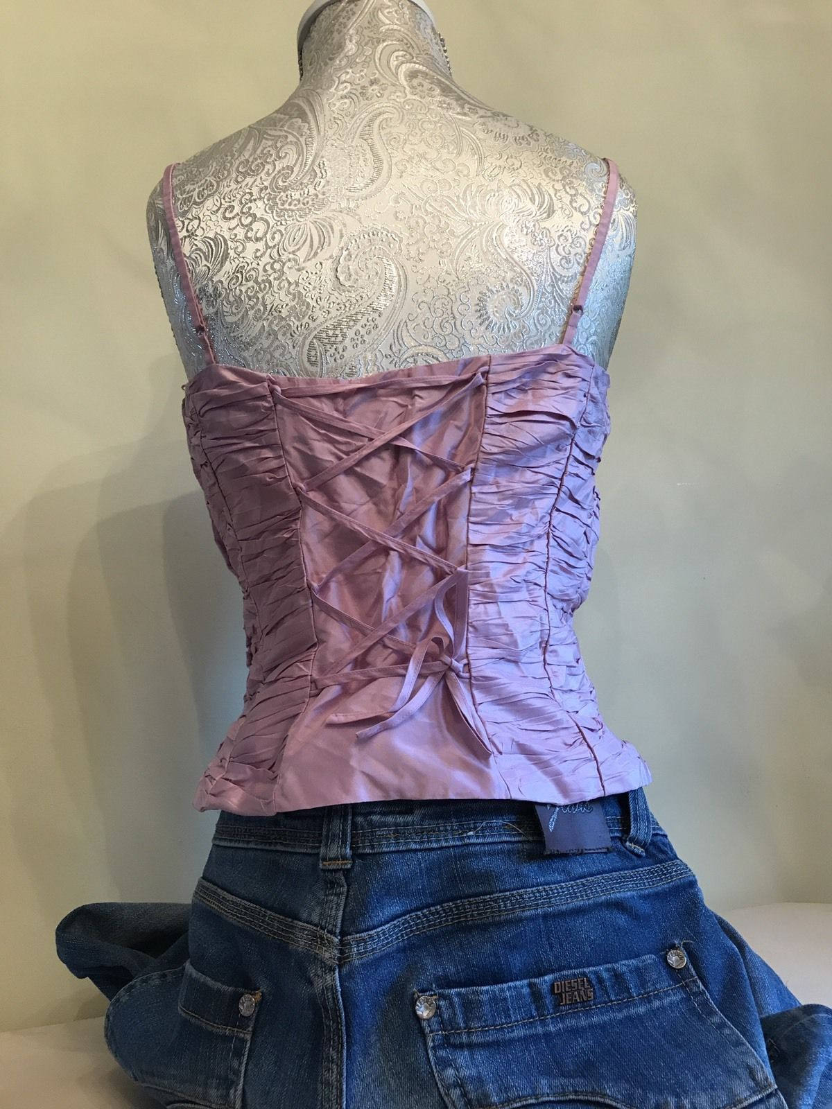 Renato Nucci Pink Silk ruffled Corset Style Top, Size 38, UK 10 Wonkey Donkey Bazaar