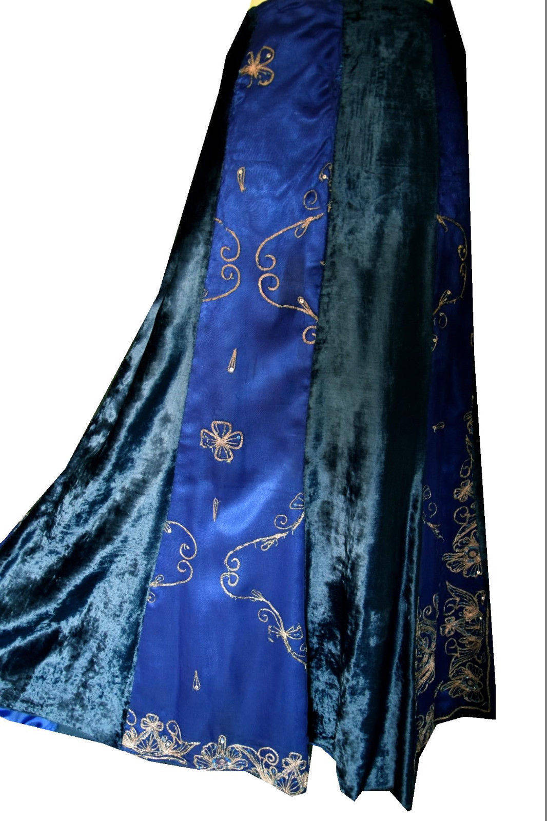 Gorgeous Vintage Sapphire blue,embroidered,panelled, A-Line Maxi Indian,hippy,festival skirt size 10 Wonkey Donkey Bazaar