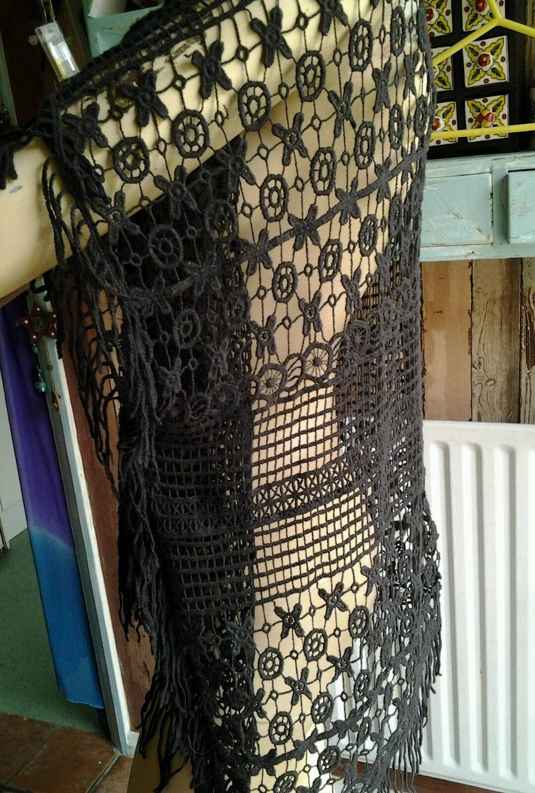 Vintage Steampunk goth hippy black Cotton MIX Crochet dress Wonkey Donkey Bazaar