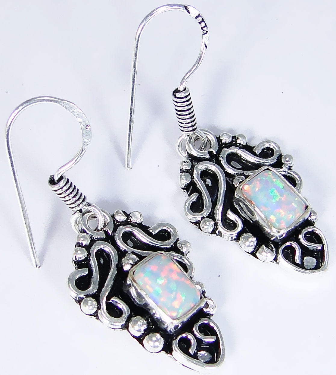 unusual Fire Opal /925 Silver Handmade Stunning Earrings 36mm &giftbox Wonkey Donkey Bazaar
