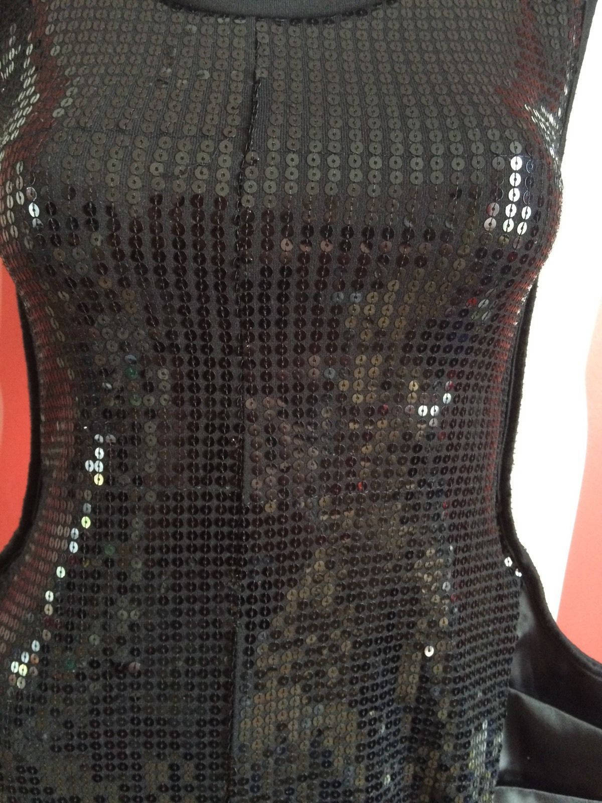 Heaven Black Sequined Dress Size S/M -10-12 uk (Unusual/Quirky) knee length Wonkey Donkey Bazaar