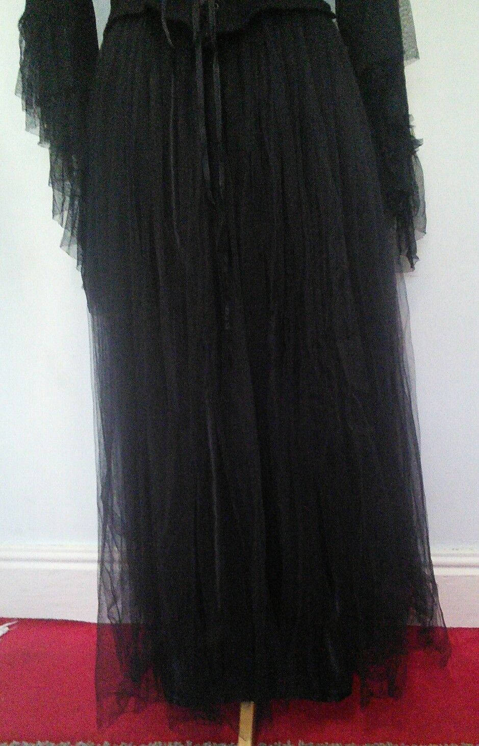Gorgeous goth/victorian/steampunk BLack Lacy full length skirt,lined,layered.26"WAIST Wonkey Donkey Bazaar