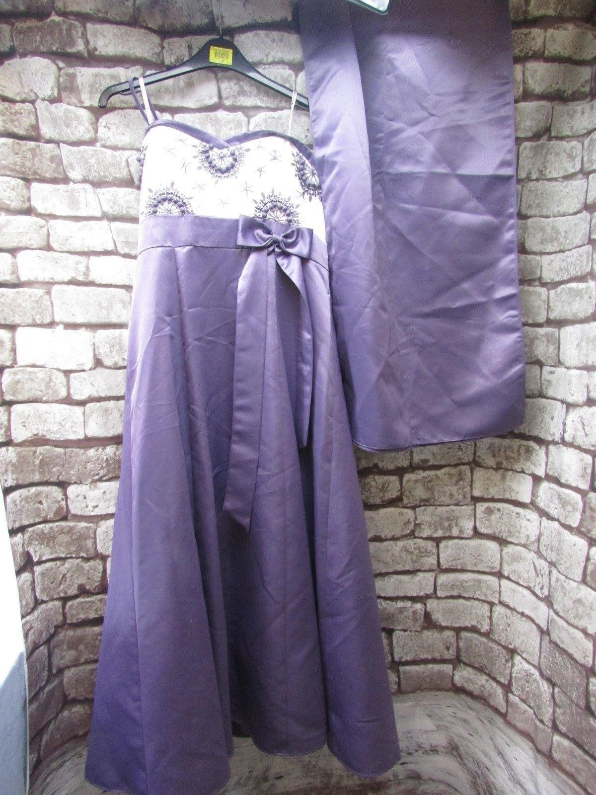 Roman Lilac and white special occassion full length dress with wrap SIZE 14-full length Wonkey Donkey Bazaar