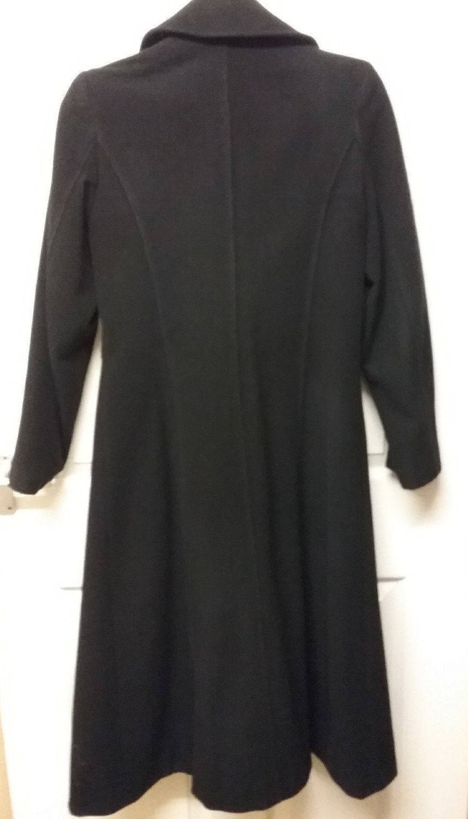 Full length Ladies black coat, wool ,polyamide,cachemire, made in France,SIZE MEDIUM ,aprox 14 uk Wonkey Donkey Bazaar