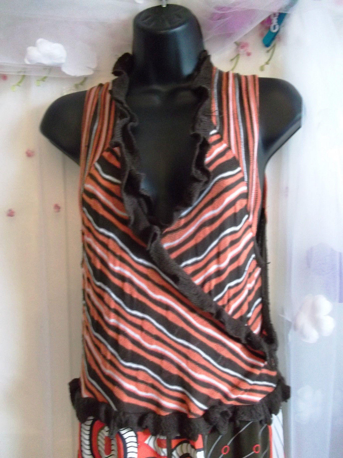 Designer Evalinka Midi Dress Boho/ Hippy Style S/M-brown/orange,lined skirt,lush Wonkey Donkey Bazaar