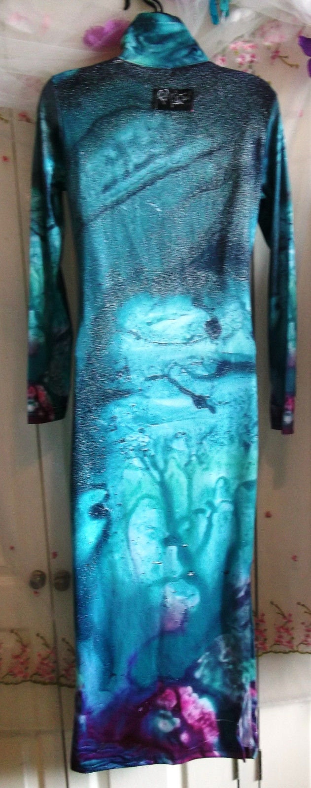 blue fearie Exclusive OriginalDesigner TURTLE NECK DRESS Size:Medium10-12uk Wonkey Donkey Bazaar
