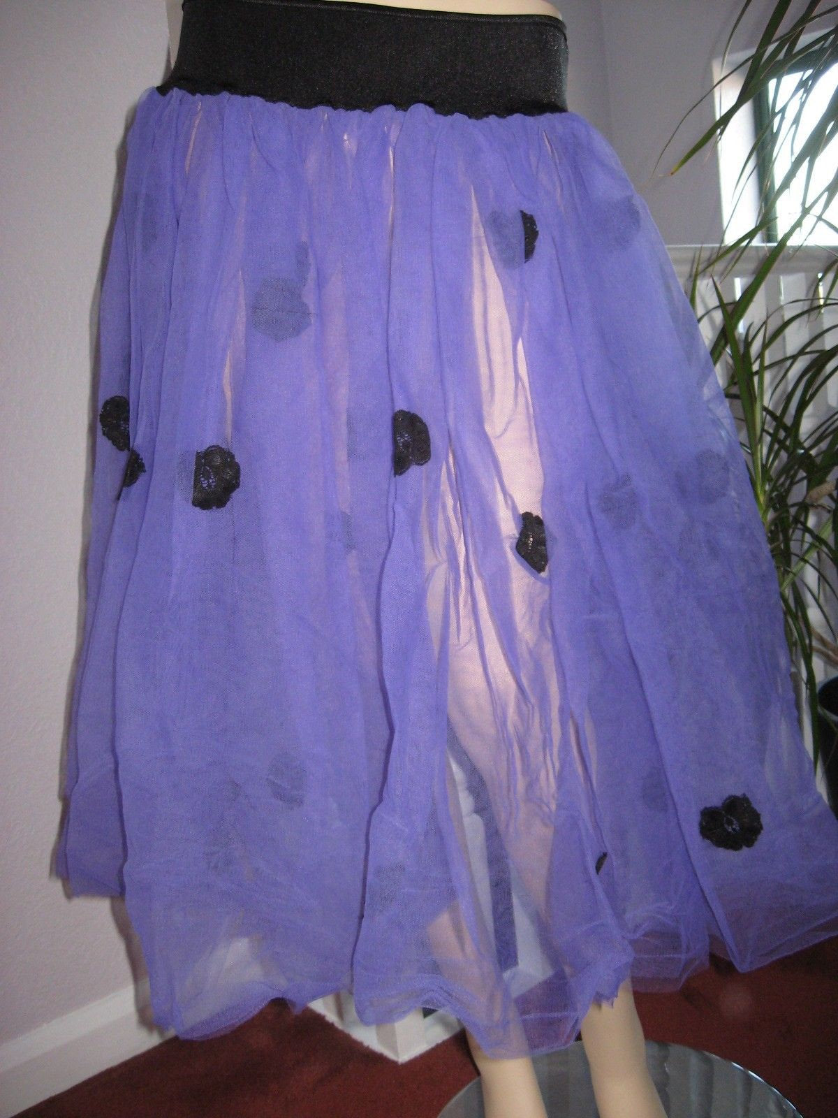 OOAK stunning  black purple floral long tutu skirt Goth Party Fairy size S/M-handmade Wonkey Donkey Bazaar