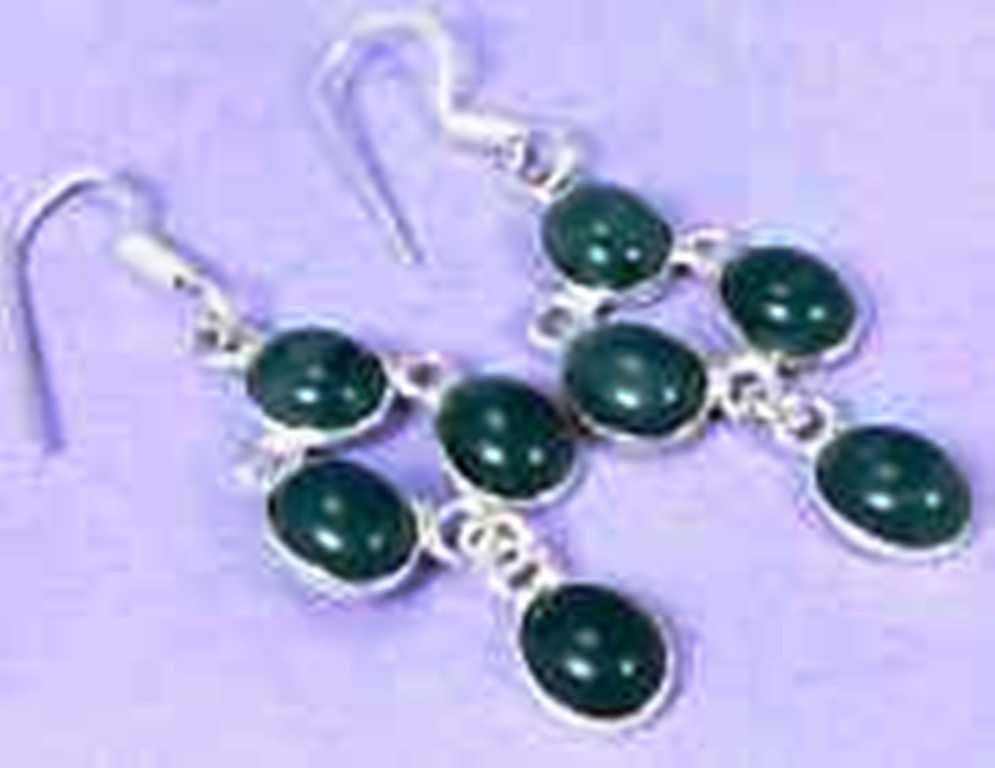 funky Green Onyx & 925 Silver Handmade Elegants drop Earrings 63mm with gift box Wonkey Donkey Bazaar