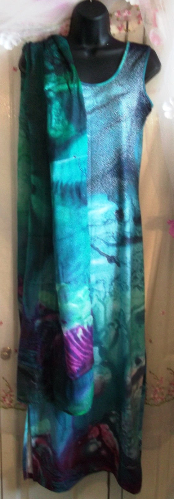BLUE FEARIE Exclusive,Original Designer Fitted Maxi Dress Size:Medium10-12uk Wonkey Donkey Bazaar