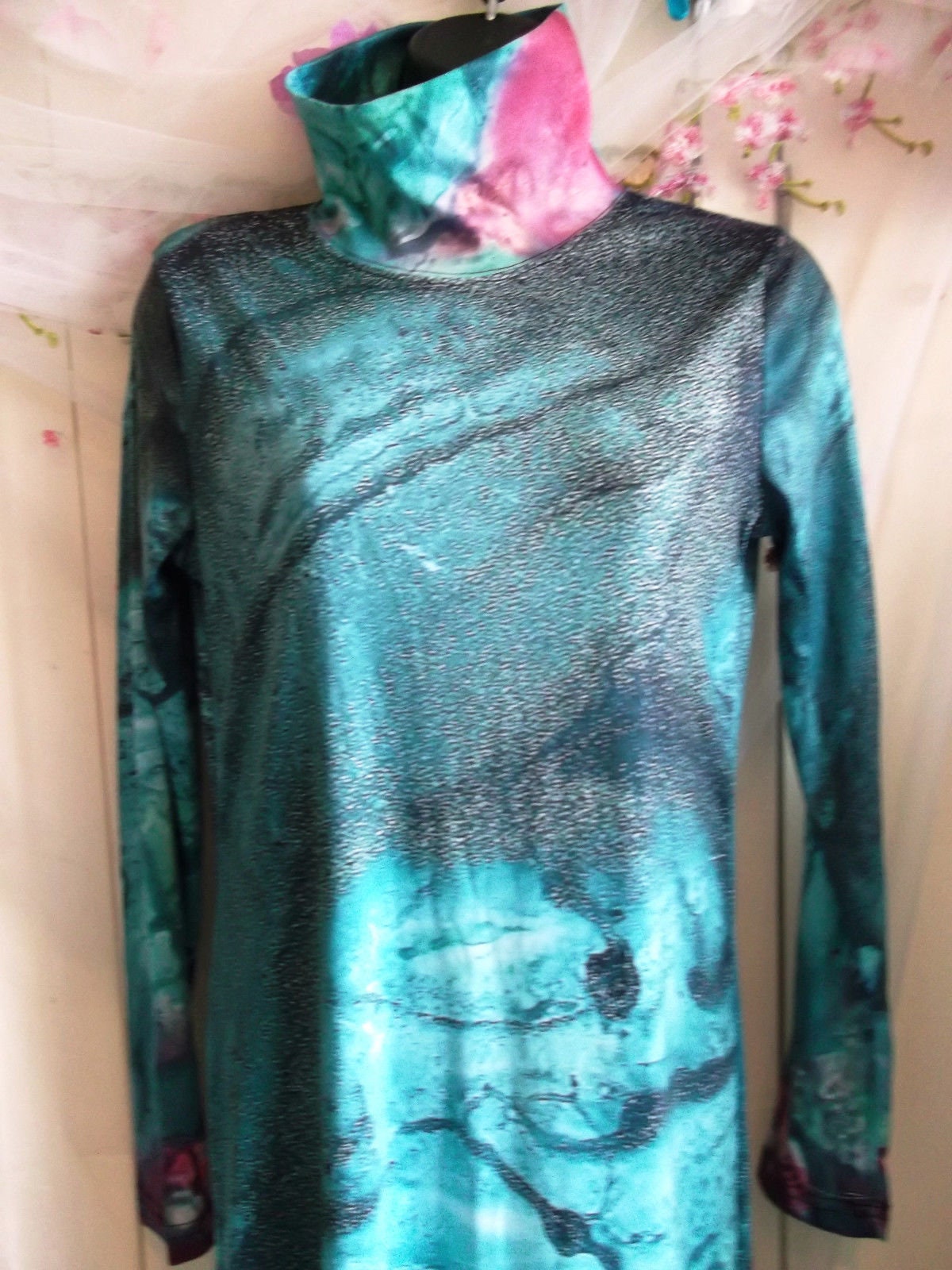 blue fearie Exclusive OriginalDesigner TURTLE NECK DRESS Size:Medium10-12uk Wonkey Donkey Bazaar