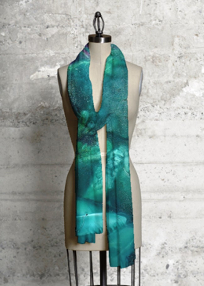 Original Exclusive Designer Modal Scarf-luxuriously soft botanical silk.28" x 80".Designed by Aditi-Kali Wonkey Donkey Bazaar