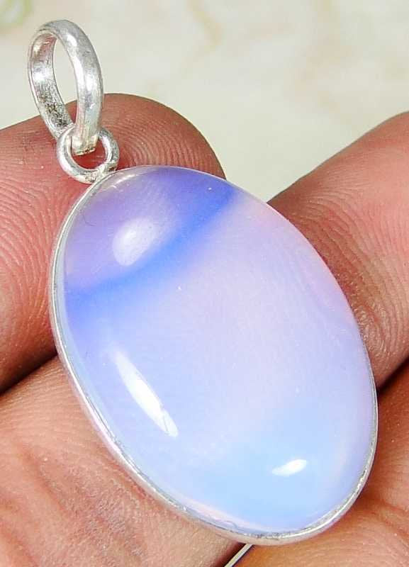 Opalite & 925 Silver Handmade Designer Pendant 39mm with 92.5%silver chain and giftbox Wonkey Donkey Bazaar