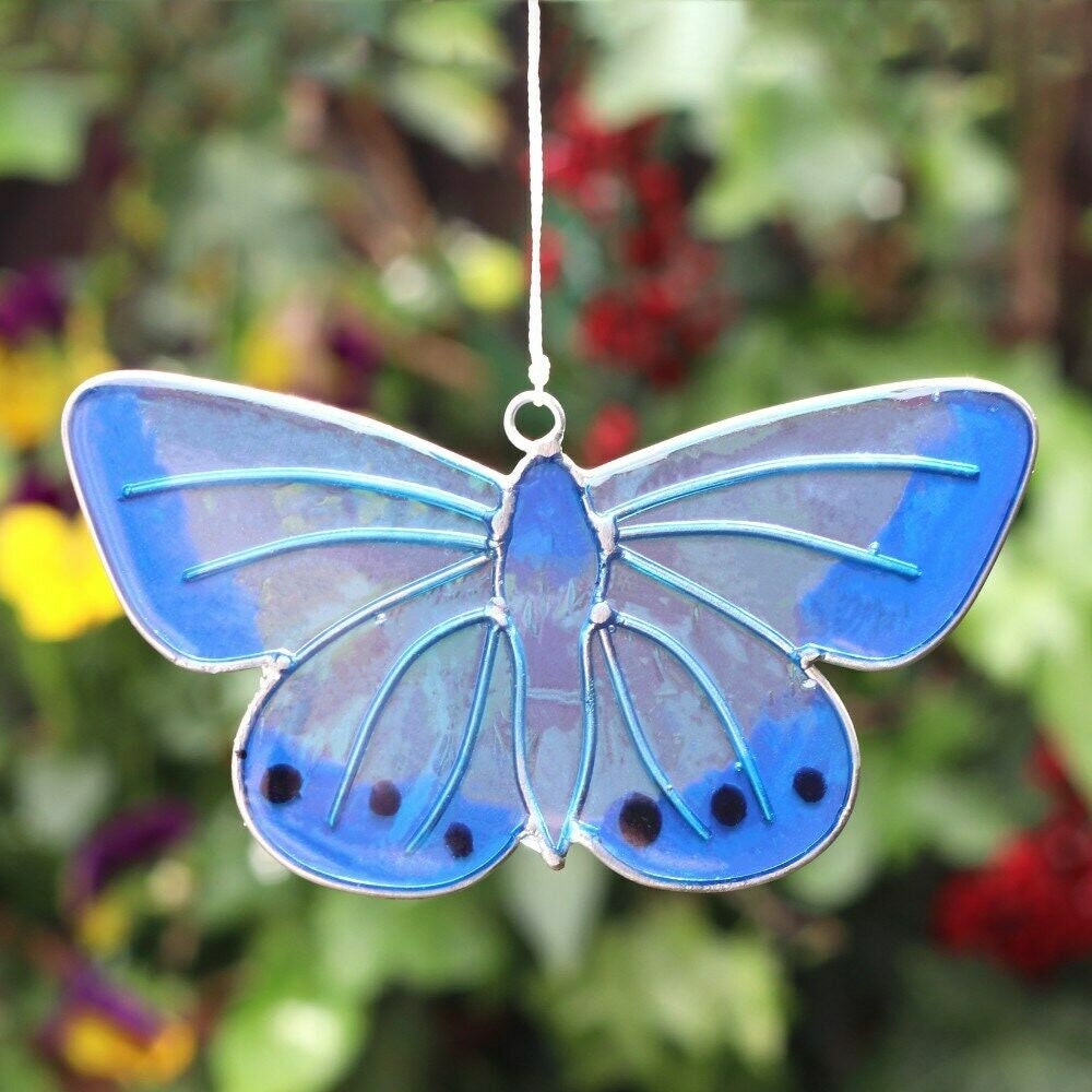 hand-made love/ hippy/ love/ hippy/ individual Chalkhill Blue Butterfly Suncatcher.H:10cm Wonkey Donkey Bazaar