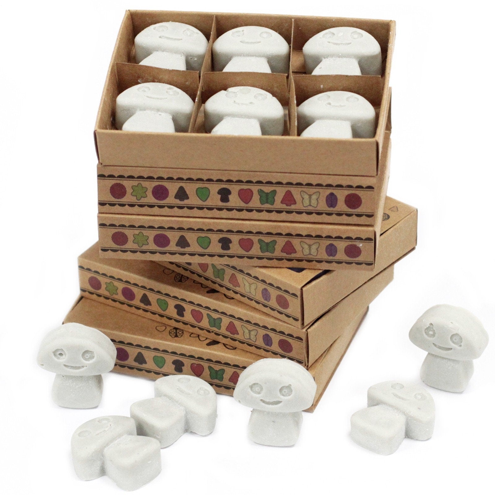 Box of 6 Hand-made Oil Burner hand-made Soy Wax Melts - DARK PATCHOULI  essential oil in display box Wonkey Donkey Bazaar