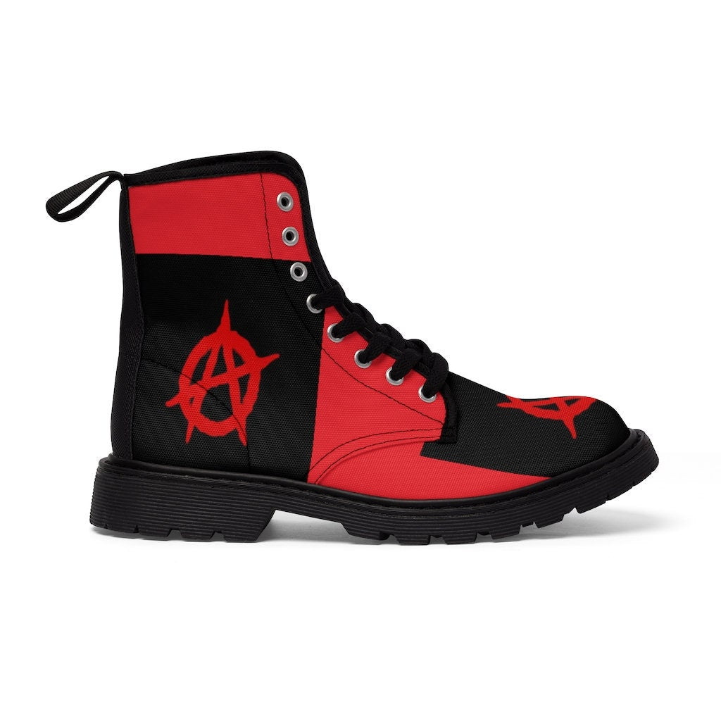 Men's Canvas Boots-red anarchy Wonkey Donkey Bazaar