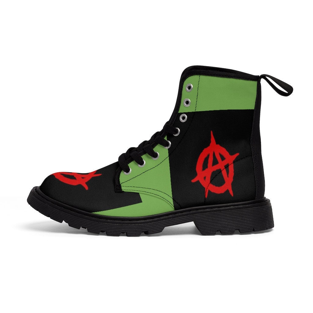 Men's Canvas Boots-green anarchy Wonkey Donkey Bazaar