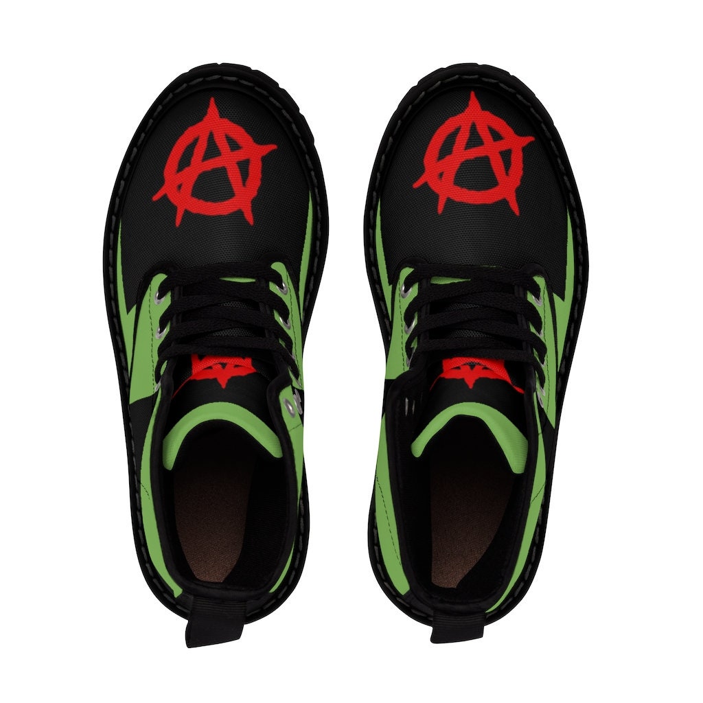 Men's Canvas Boots-green anarchy Wonkey Donkey Bazaar