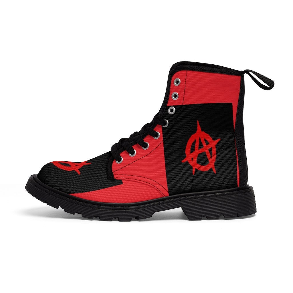 Men's Canvas Boots-red anarchy Wonkey Donkey Bazaar