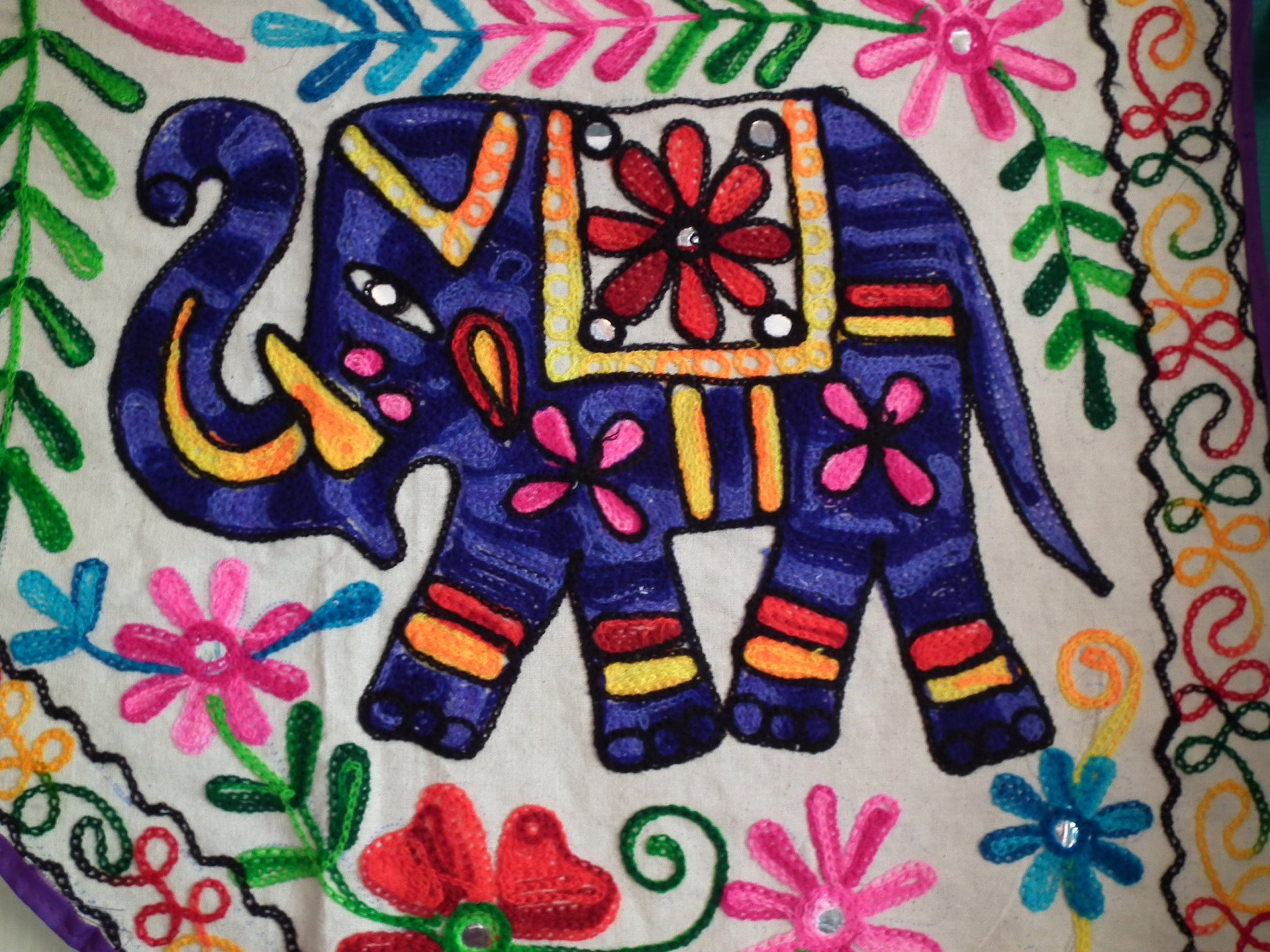 Hand-Made Wall Hanging Animal Temple-elephant 41" width/ length37"/15" drop at middle Wonkey Donkey Bazaar