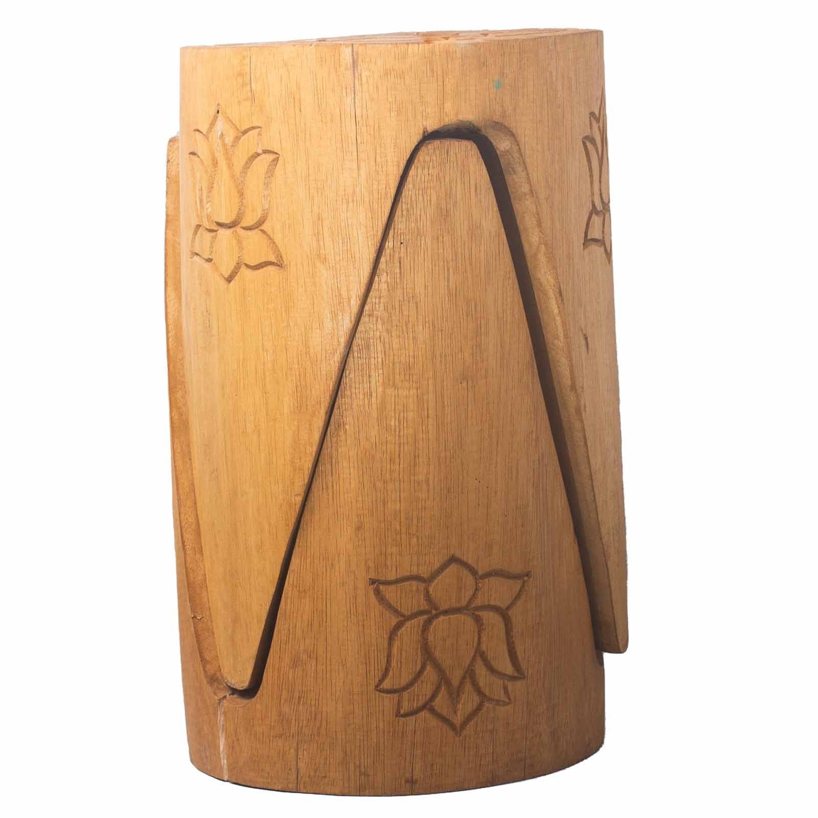 Hand-Made decorated Tribal Tables/Stools Alabasia wood. 30x30x40cm Natural Wonkey Donkey Bazaar