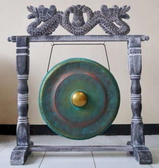 Small Healing Hand-Made Healing Gong in Stand - 25cm - Greenwash Wonkey Donkey Bazaar
