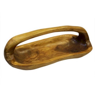 This fantastic hand-made,artisan hand-carved unique teak root  Bowl with Handle 30cm aprox Wonkey Donkey Bazaar